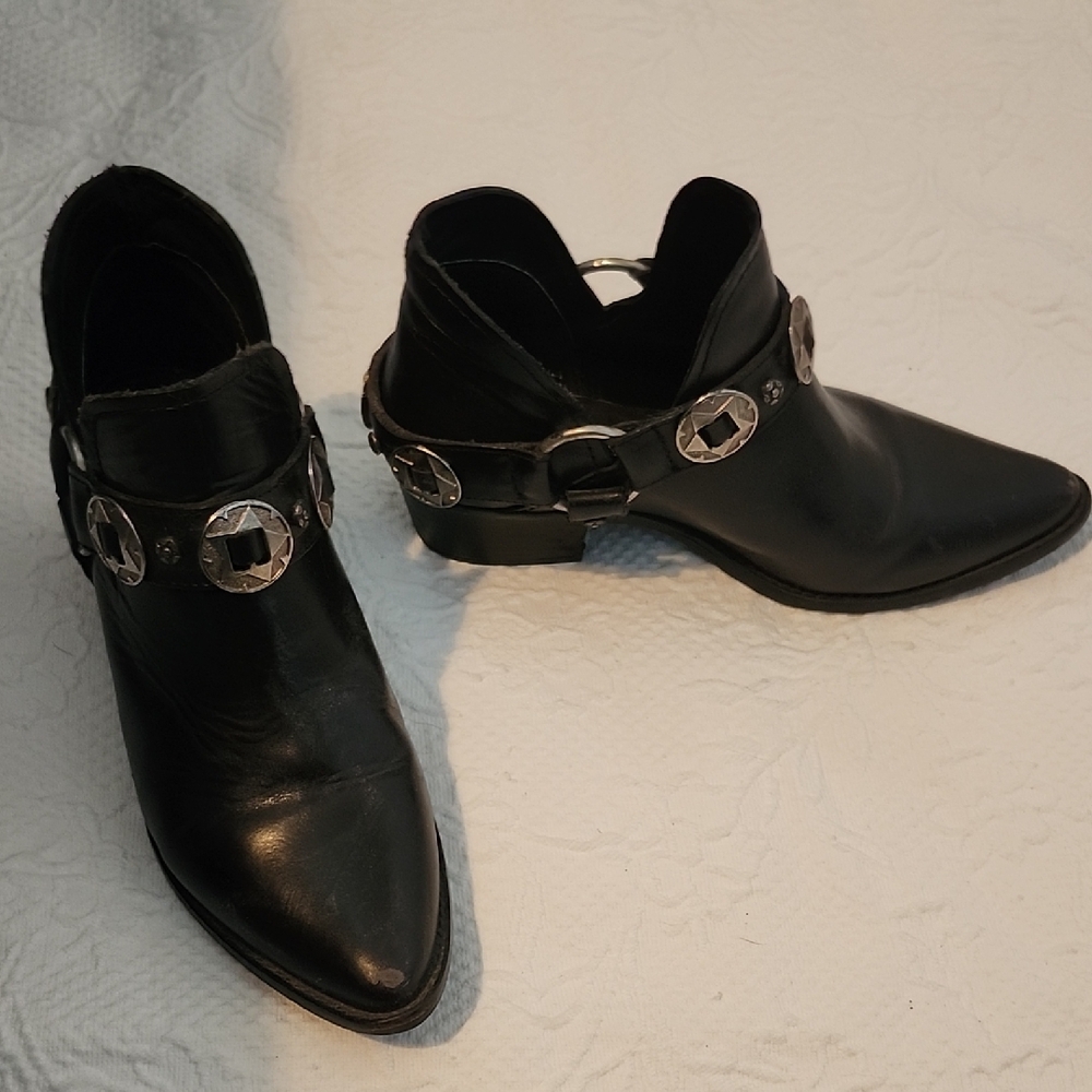 Steve Madden Black Ankle Boots with Silver Buckles
